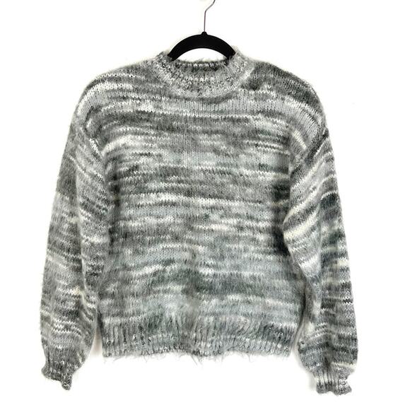 Vylette Womens Sweater Mock Neck Pullover Variegated Gray White Medium NWT - Picture 1 of 7